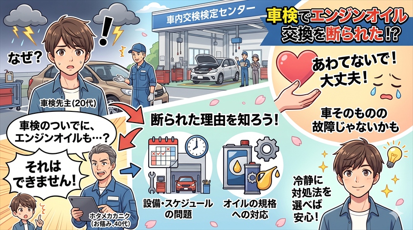 車検でエンジンオイル交換を断られた理由と正しい対処法