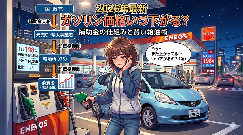 【2026年最新】ガソリン価格いつ下がる?補助金の仕組みと賢い給油術
