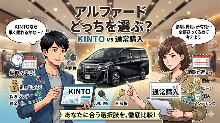 アルファードKINTOと通常購入の違いを納期・費用・所有権で比較
