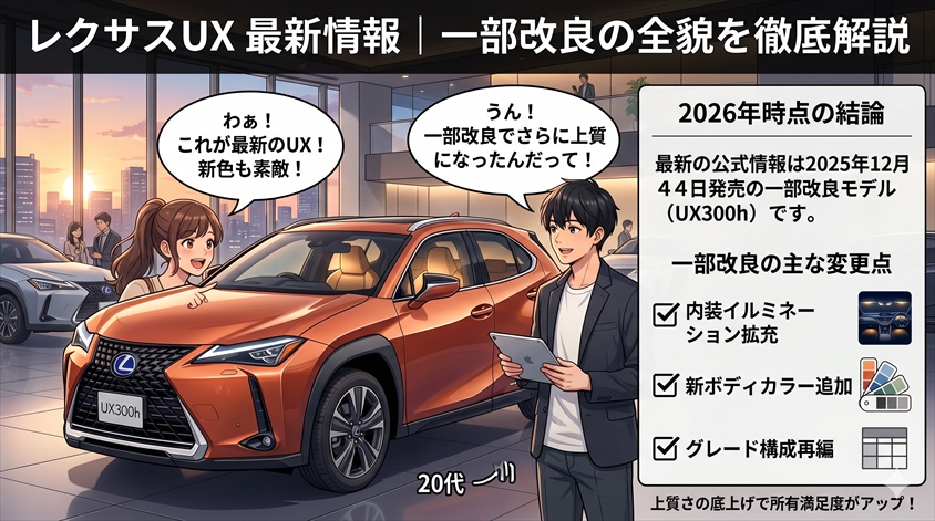 レクサスUX 2026年最新情報|一部改良の変更点を徹底解説
