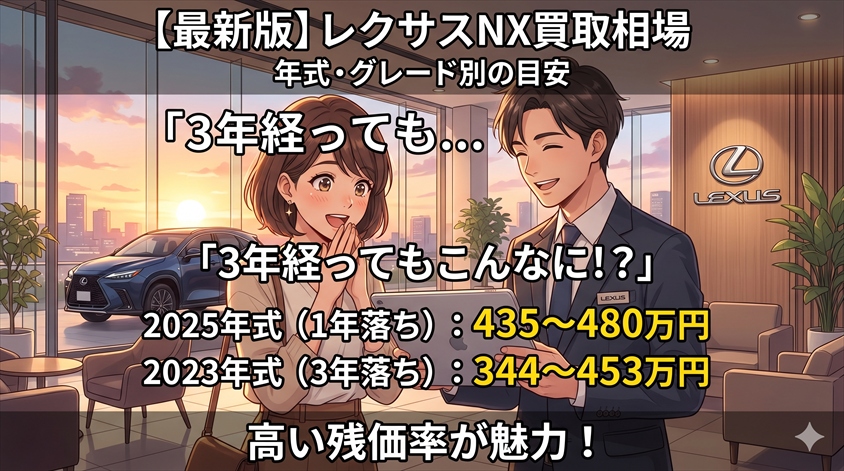 レクサスNXの買取相場はいくら?【年式・グレード別の目安】