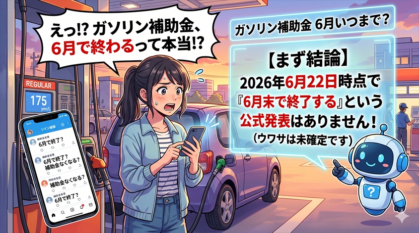 ガソリン補助金は6月いつまで？まず結論