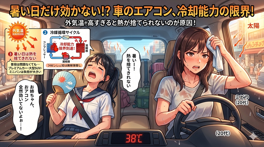 暑い日だけ車のエアコンが効かないのは「冷却能力の低下」が原因