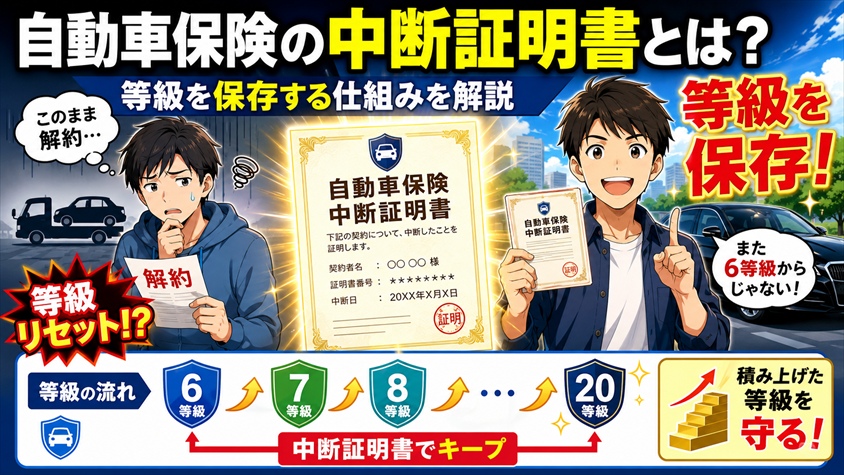 自動車保険の中断証明書とは？等級を保存する仕組みを解説