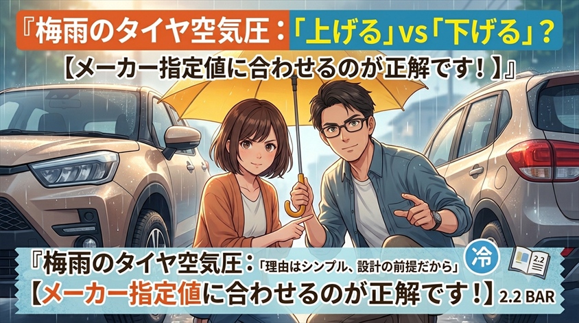 梅雨時のタイヤ空気圧は「上げる」「下げる」どちらが正解？