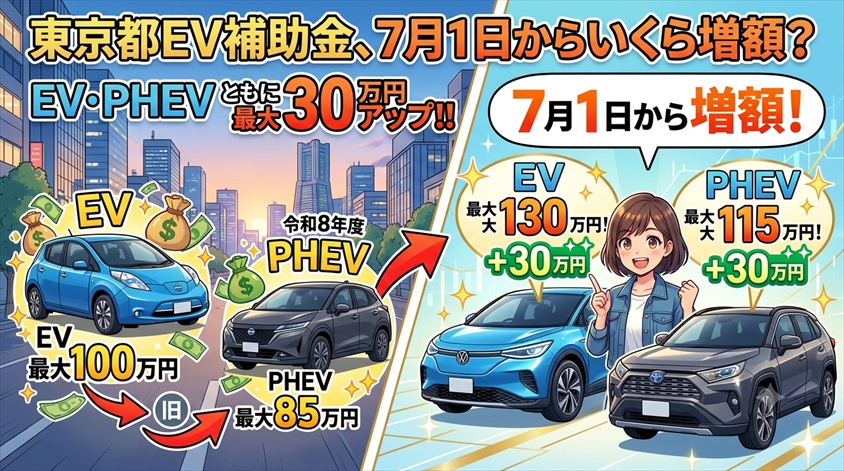 東京都のEV補助金は7月1日からいくら増額されるのか