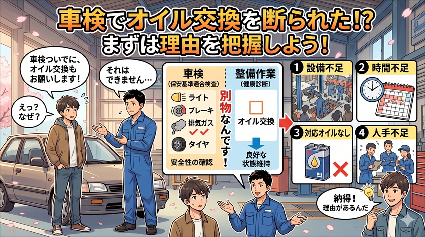 車検でエンジンオイル交換を断られるのはなぜ？まず理由を把握しよう