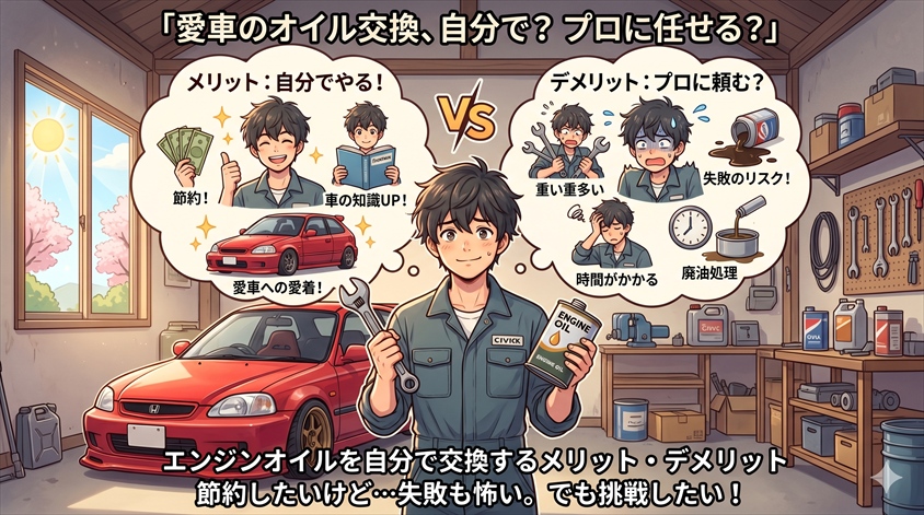 エンジンオイルを自分で交換するメリット・デメリット