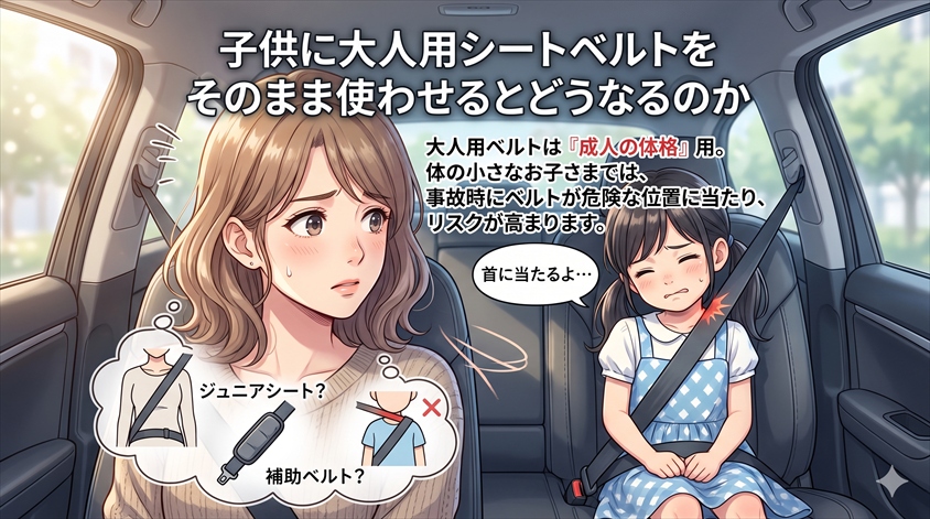 子供に大人用シートベルトをそのまま使わせるとどうなるのか