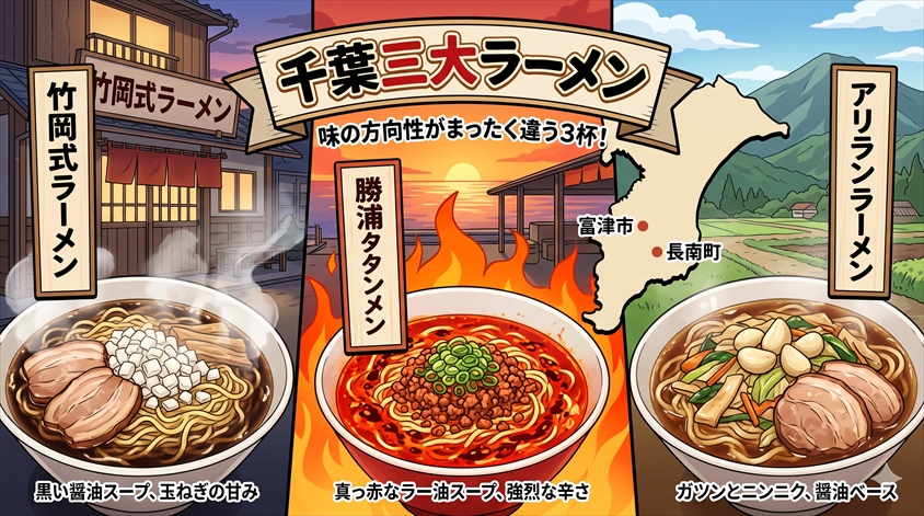 千葉三大ラーメンとは？竹岡式・勝浦タンタンメン・アリランラーメンの特徴