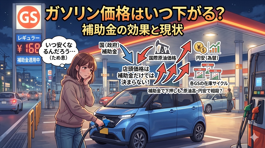 ガソリン価格はいつ下がる?補助金の効果と現状