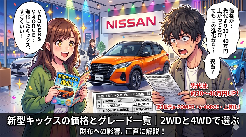 新型キックスの価格とグレード一覧|2WDと4WDで選ぶ