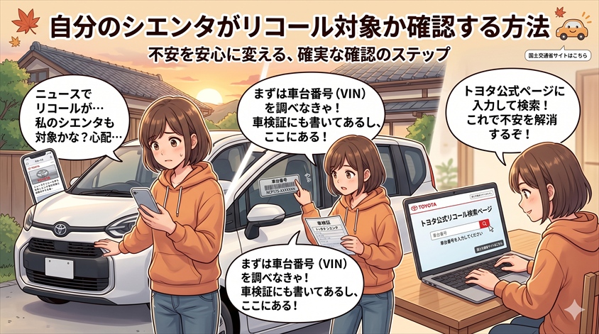 自分のシエンタがリコール対象か確認する方法