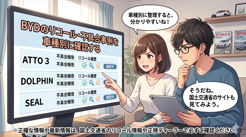 BYDのリコール・不具合事例を車種別に確認する