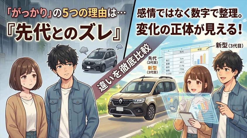 先代カングーと新型カングーの違いを比較