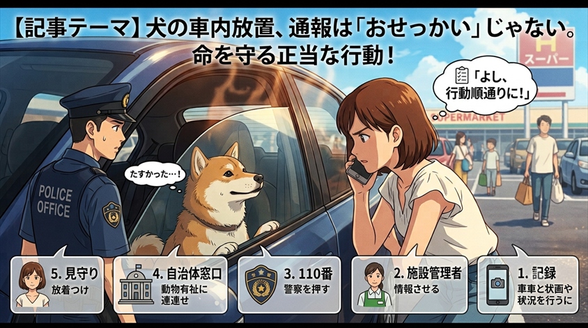 犬が車内放置されているのを見つけたら？正しい行動順5ステップ