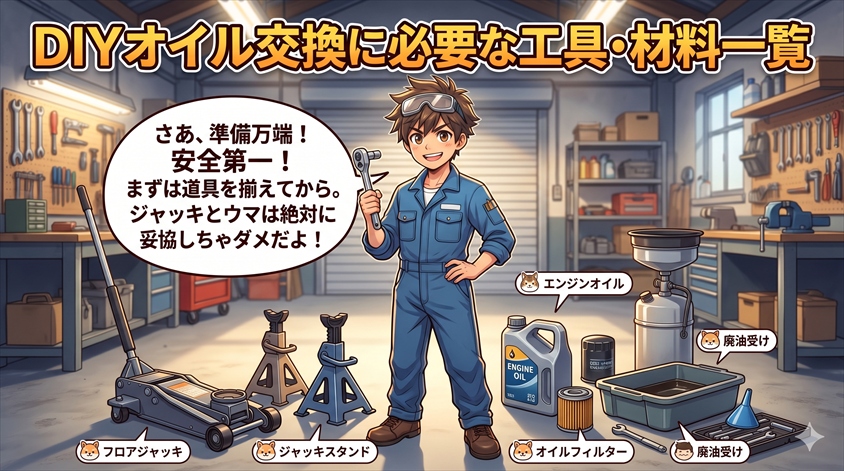 DIYオイル交換に必要な工具・材料一覧