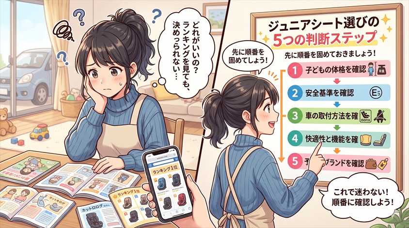 ジュニアシート選びの5つの判断ステップ