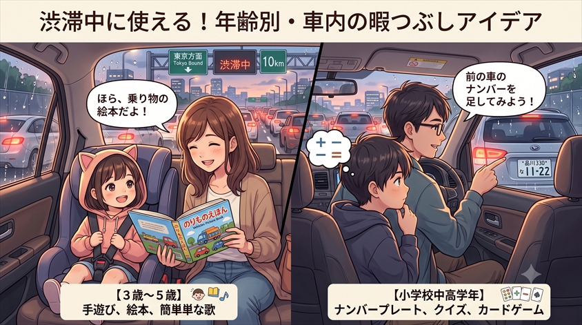 渋滞中に使える!年齢別・車内の暇つぶしアイデア