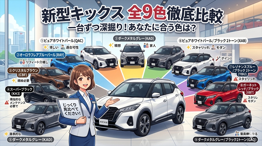 新型キックス全9色を徹底比較|一台ずつ深掘り