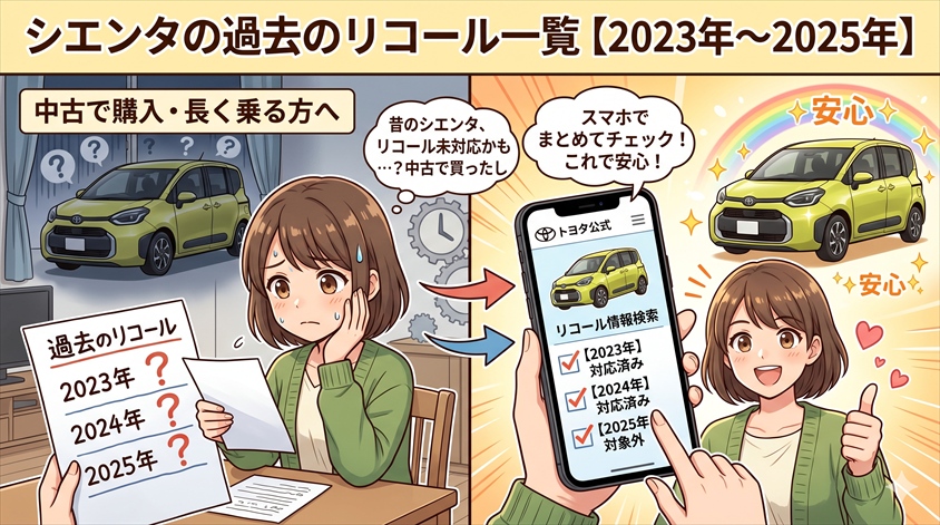 シエンタの過去のリコール一覧【2023年〜2025年】