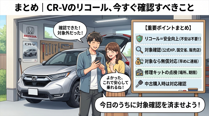 まとめ｜CR-Vのリコール、今すぐ確認すべきこと