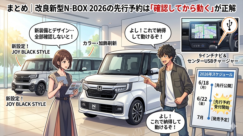まとめ｜改良新型N-BOX 2026の先行予約は「確認してから動く」が正解