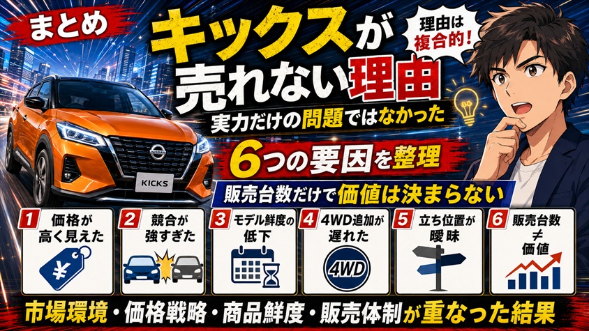まとめ｜キックスが「売れない」と言われた理由は車の実力だけの問題ではなかった