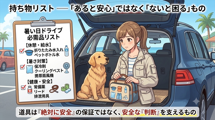 持ち物リスト — 「あると安心」ではなく「ないと困る」もの