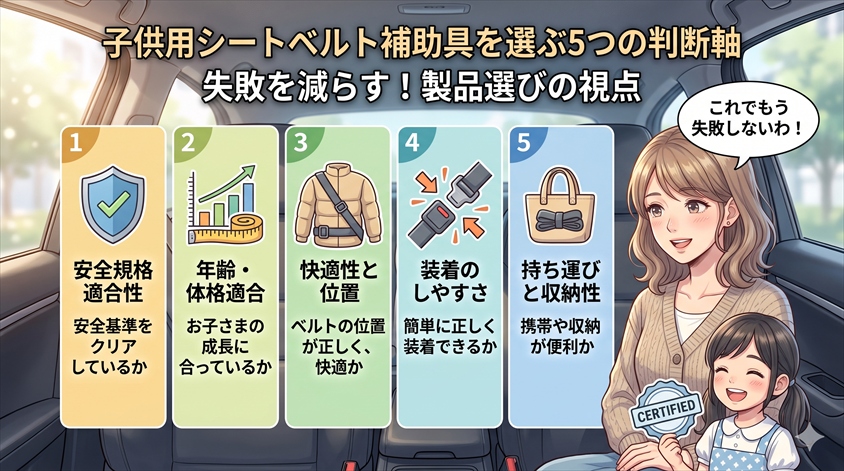 子供用シートベルト補助具を選ぶ5つの判断軸