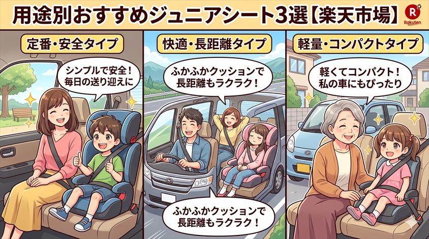 用途別おすすめジュニアシート3選【楽天市場】