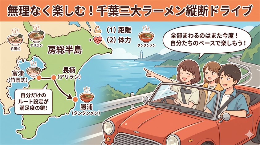 千葉三大ラーメンを車で巡るドライブコースの組み立て方