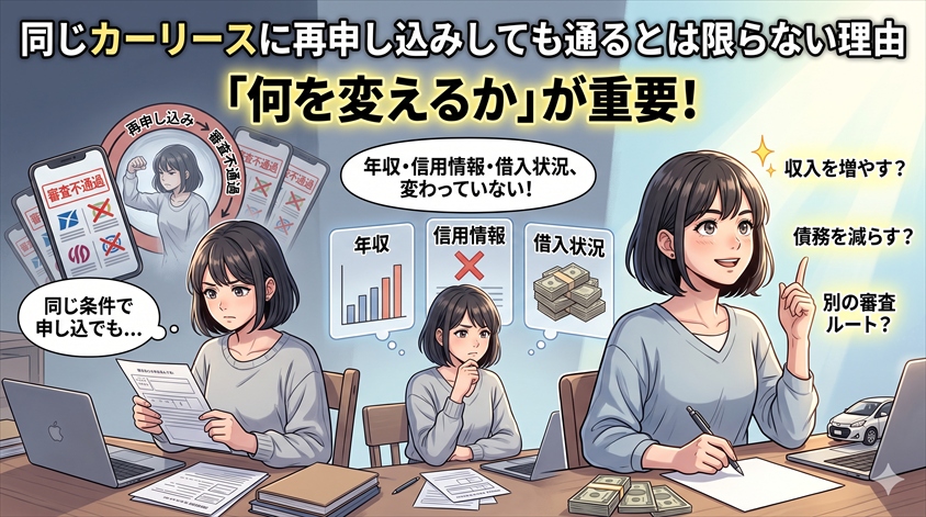 同じカーリースに再申し込みしても通るとは限らない理由