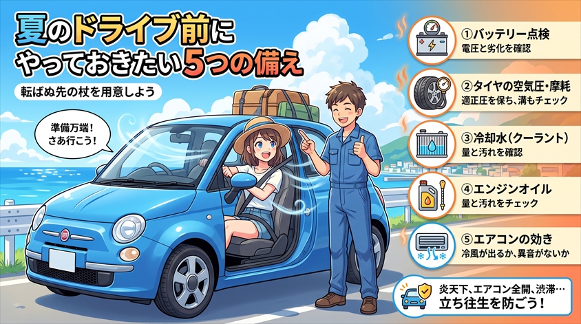 夏のドライブ前にやっておきたい5つの備え