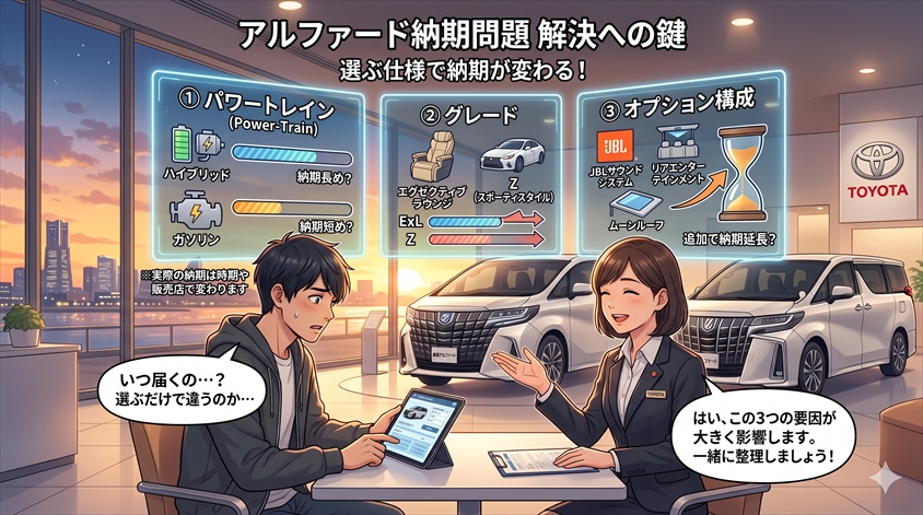グレード・パワートレイン・オプションで納期が変わる