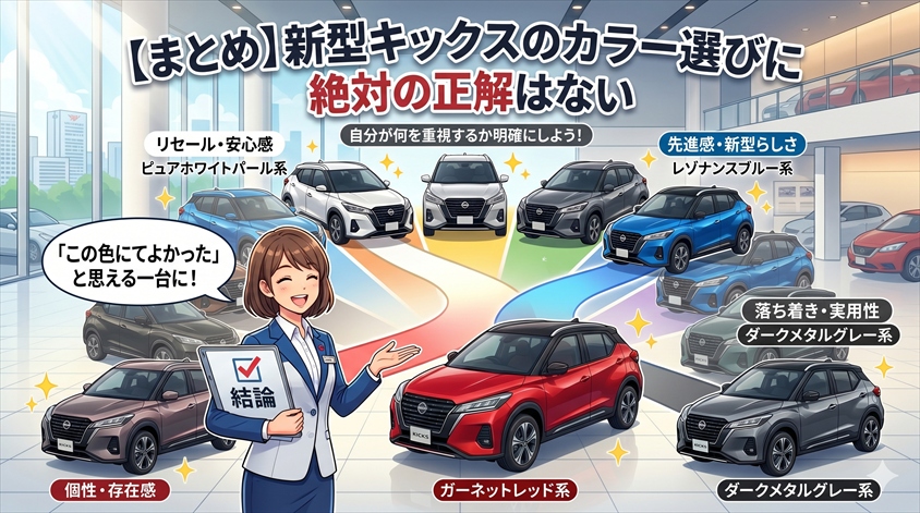 まとめ|新型キックスのカラー選びに絶対の正解はない