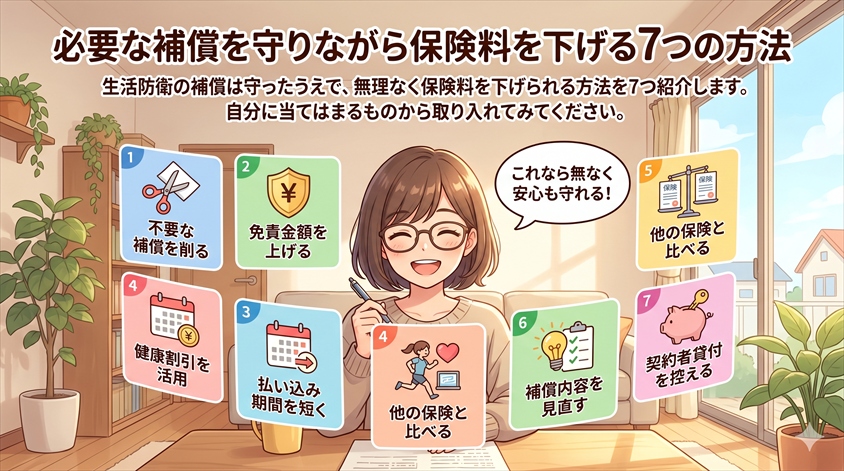 必要な補償を守りながら保険料を下げる7つの方法