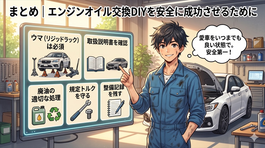 まとめ｜エンジンオイル交換DIYを安全に成功させるために