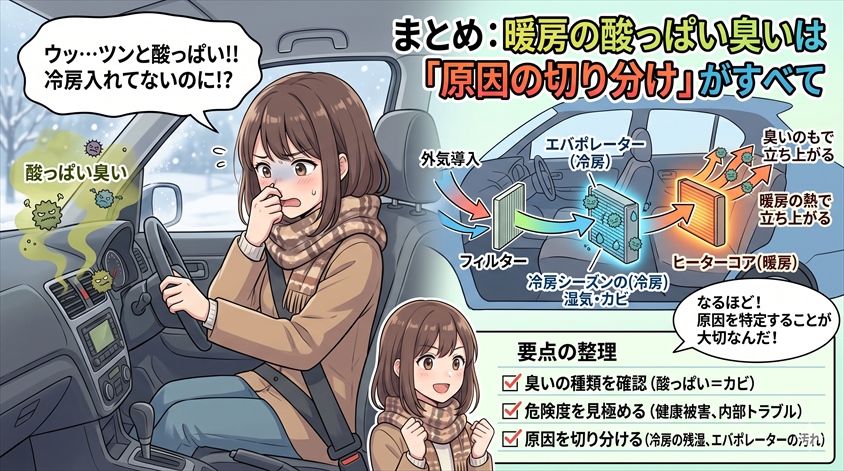 まとめ：暖房の酸っぱい臭いは「原因の切り分け」がすべて