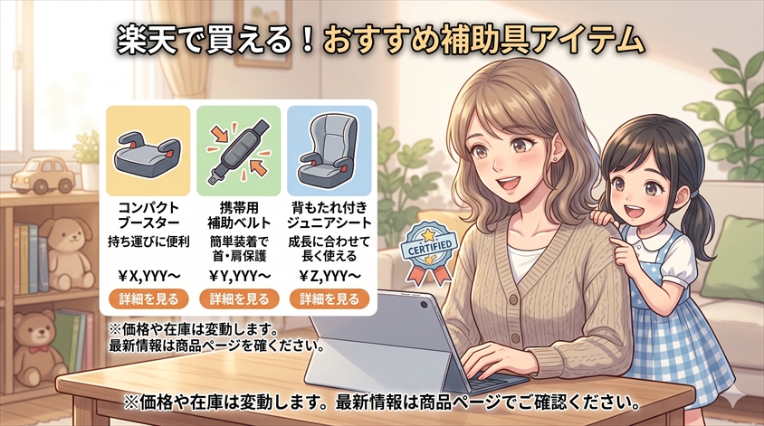 おすすめの子供用シートベルト補助具と楽天で買えるアイテム