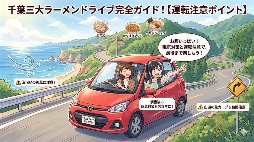 千葉三大ラーメンを巡るドライブで気をつけたいポイント