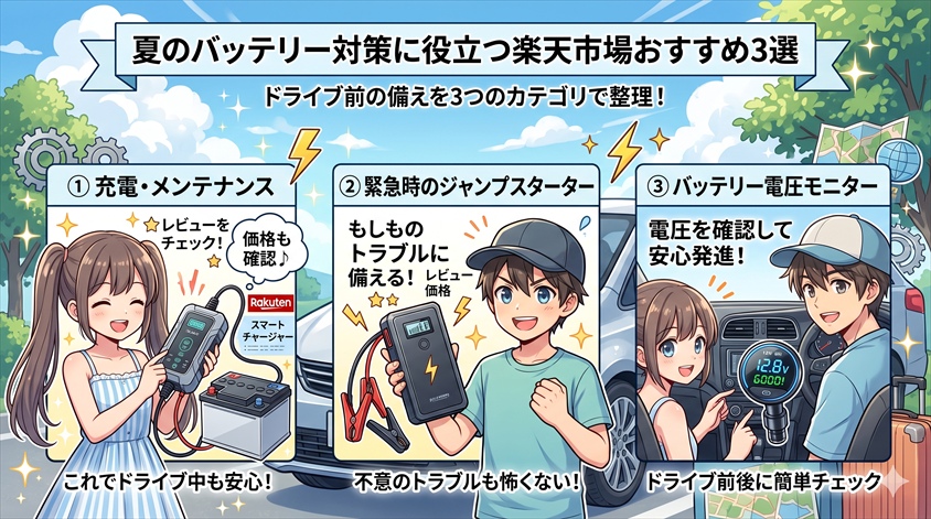 夏のバッテリー対策に役立つ楽天市場おすすめ3選