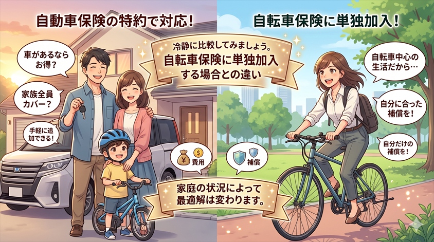 自転車保険に単独加入する場合との違い