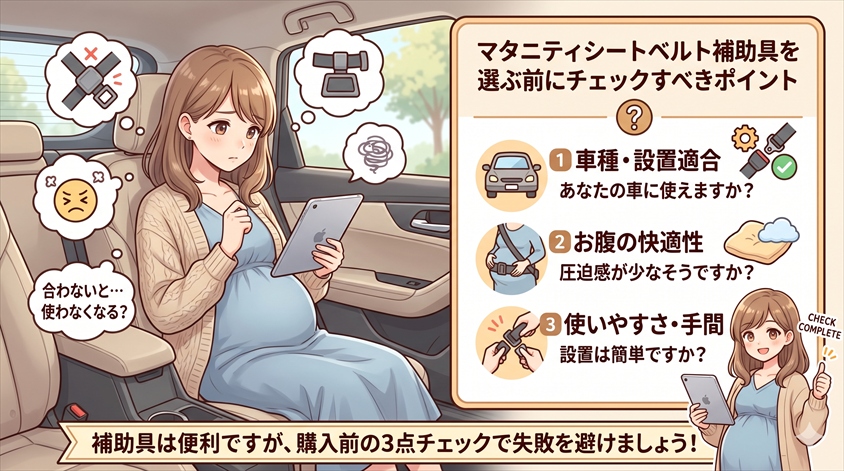 マタニティシートベルト補助具を選ぶ前にチェックすべきポイント