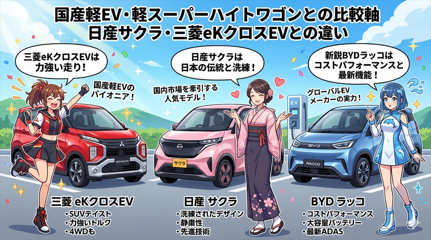 国産軽EV・軽スーパーハイトワゴンとの比較軸