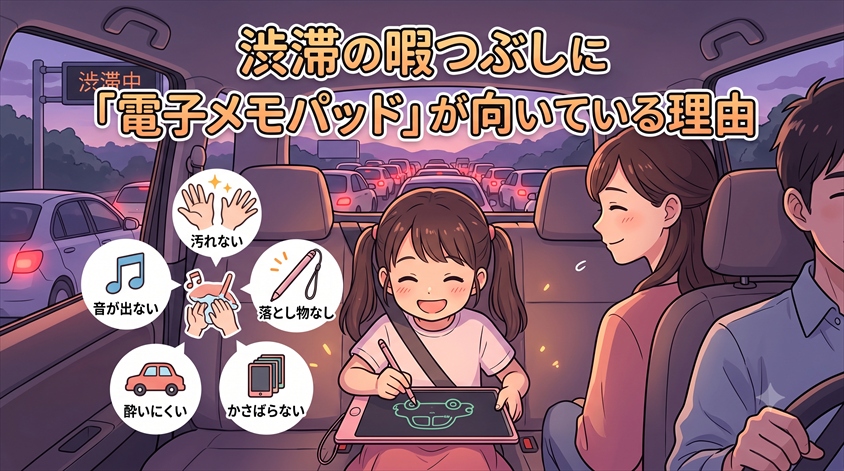 渋滞の暇つぶしに「電子メモパッド・お絵かきボード」が向いている理由