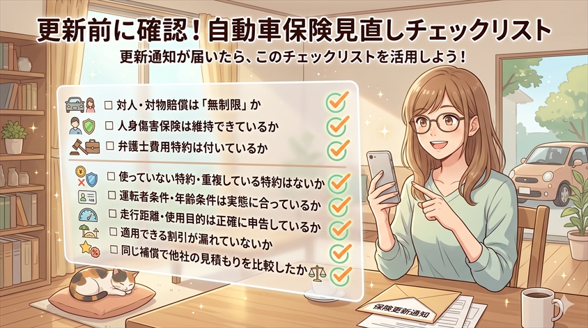 更新前に確認!自動車保険見直しチェックリスト