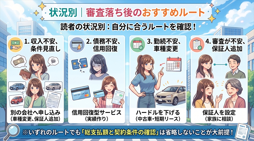 状況別｜審査落ち後のおすすめルート