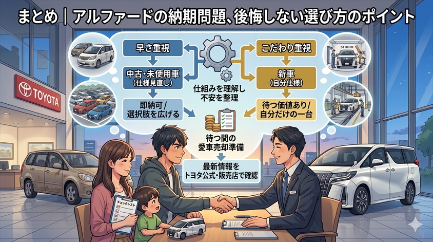まとめ｜アルファードの納期問題、後悔しない選び方のポイント