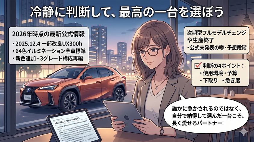 レクサスUX 2026年最新情報まとめ|冷静に判断して、最高の一台を選ぼう